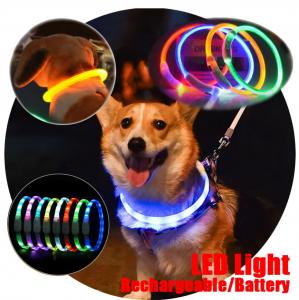 China Custom Nylon Waterproof Dog Training Collar Reflective LED Luminous Charging Pet Dog Collar wholesale