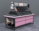 1650mm Pink Counter Cosmetic Display Shelves Mirror Middle Island Showcase