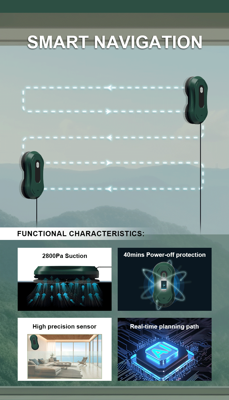 High Suction Smart Glass Cleaning Robot Big Windows Smart Window Cleaner