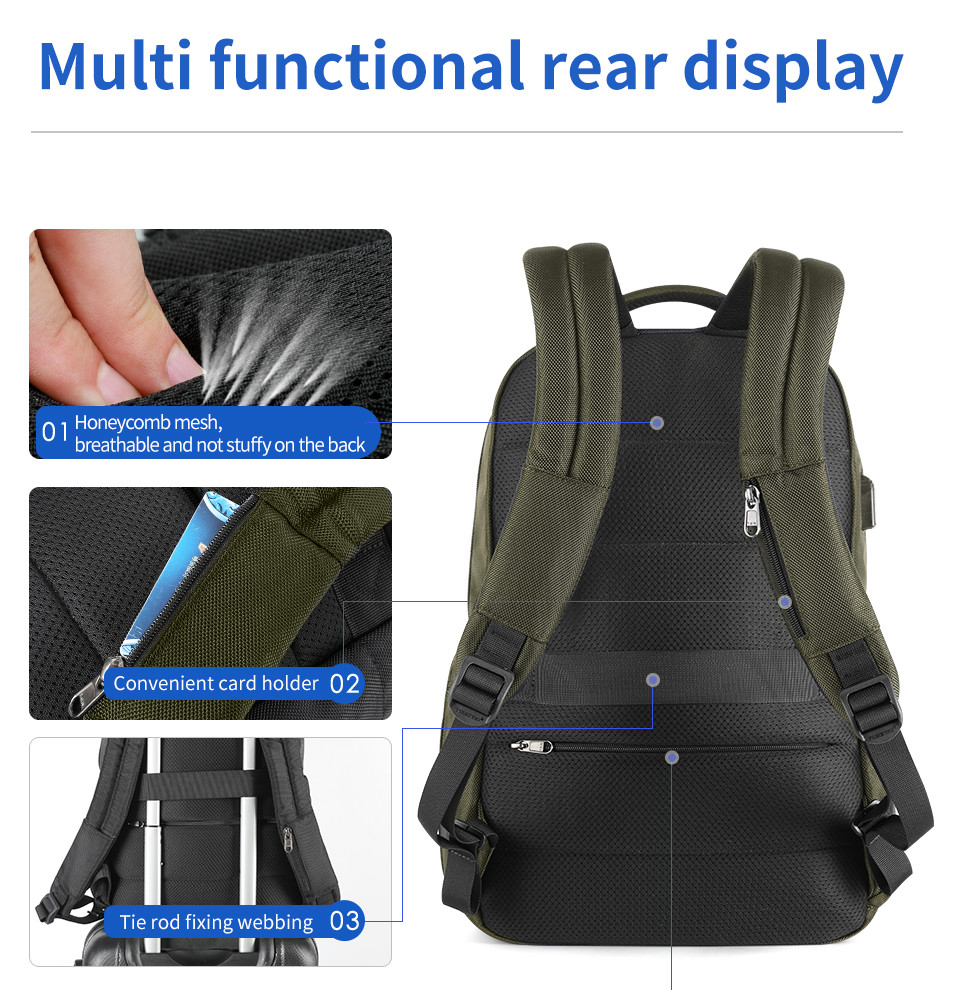 T-B3906 RFID Black Softback Waterproof Laptop Travel Backpack