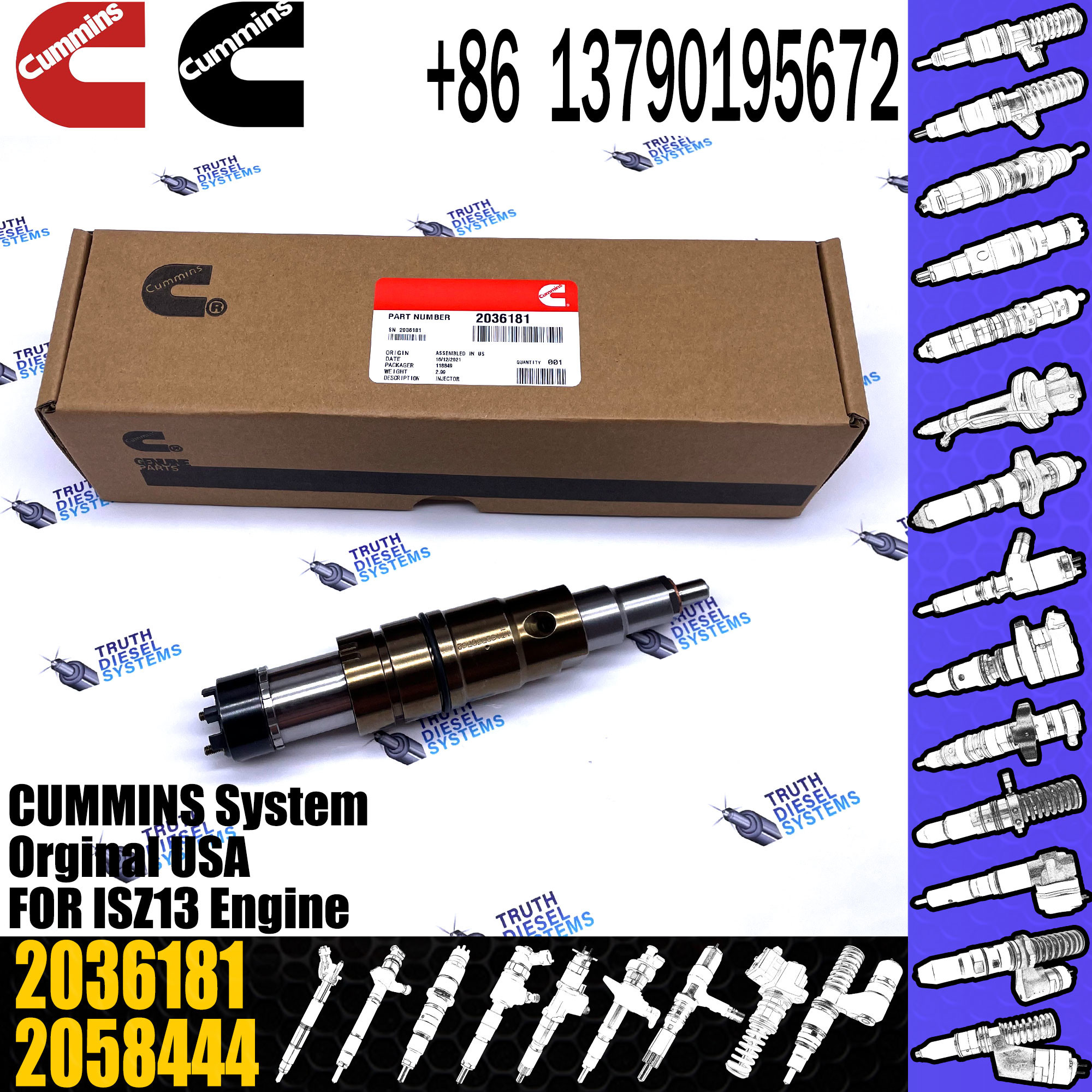 ISZ13 Engine Common Rail Injector 2031835 1933612 2036181