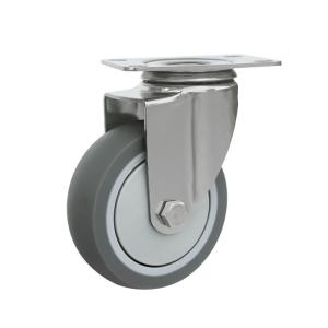 China 100kg Load Side Brake Ball Bearing Polyurethane Furniture Caster with Stopper Device wholesale