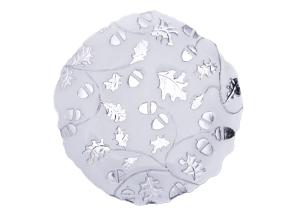 China Embossed Round Charger Crystal Glass Plates Aluminium Painting 32cm wholesale