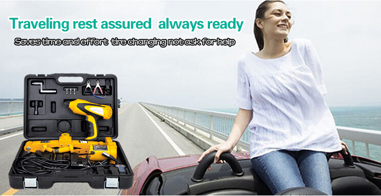 silver /yellow color 100w 12V electric car jack with electric impact wrench