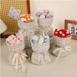Small Style Knitted Wool Bouquet 8 Puff Flowers Hand-Woven Bouquet Creative
