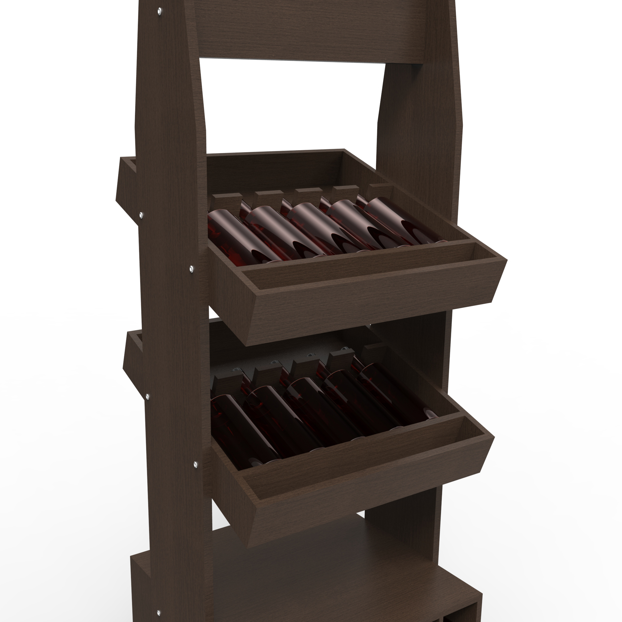 Vintage Wooden Display Stand Wood Wine Display Racks Tequila With LCD Screen