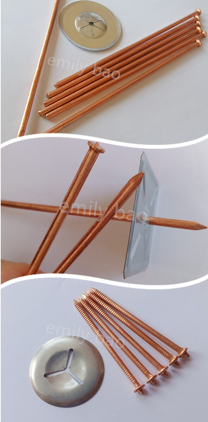 Insulation Fastener Capacitor Discharge CD Stud Welding Pins With Copper Plated