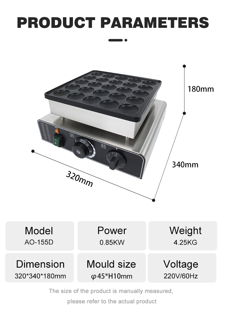 201 Stainless Steel Waffle Maker for Commercial Poffertjes and Taiyaki Snack Machines