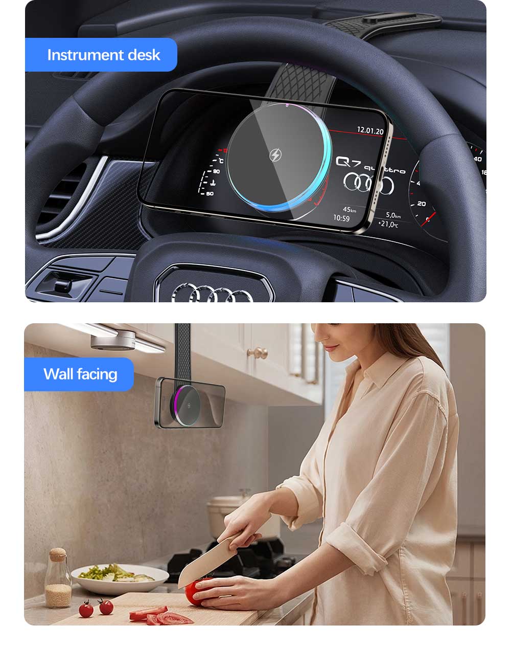 15w Magnetic Wireless Car Charger Pad with ABS Material and Type C Input Port