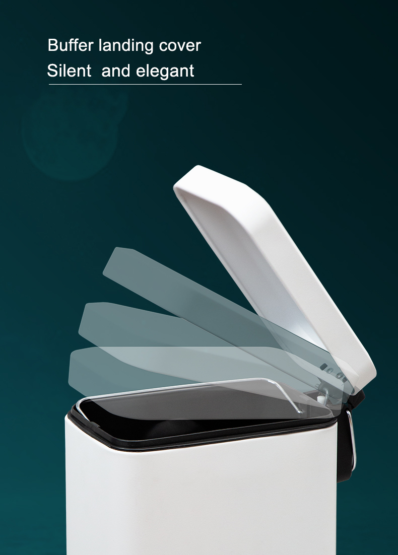 Rectangular Foot Pedal 5L Stainless Steel Trash Can for Iron Material Waste Disposal Solution