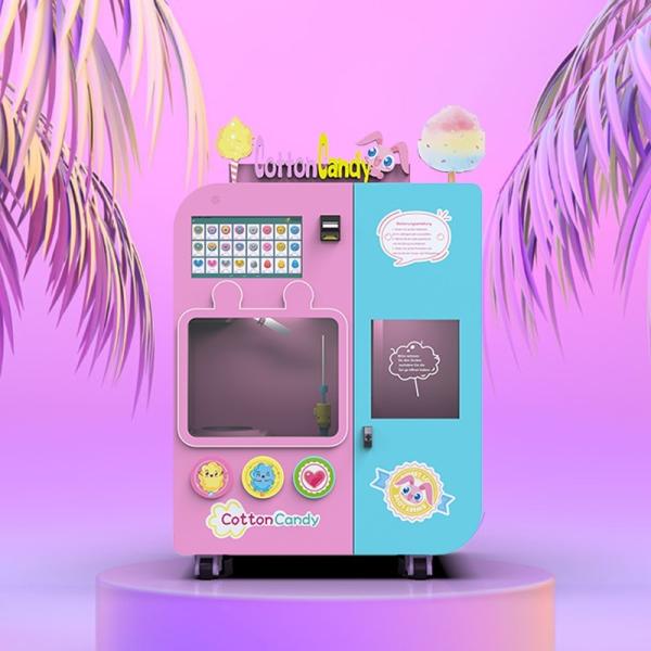 ROHS Fully Automatic Cotton Candy Machine Powdered Seasoning Candy Floss Vending