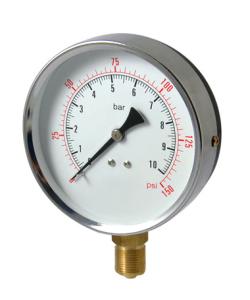 China 150mm 200mm 250mm Vacuum Utility Pressure Gauge 1/8&quot; BSPT 40-250 Bar wholesale