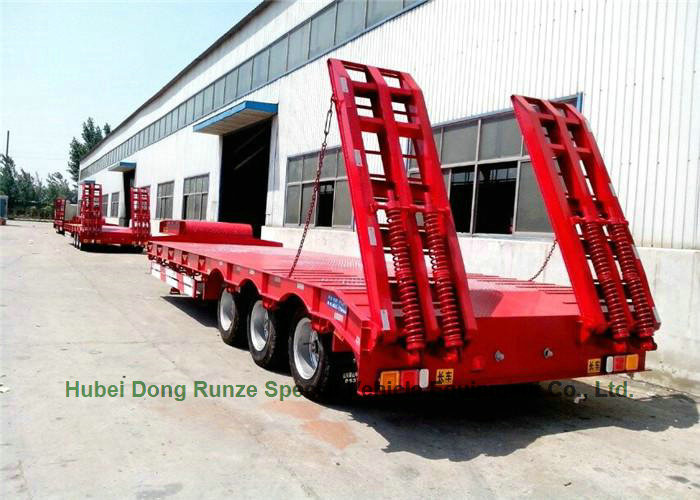 Heavy Duty 80t Lowboy Truck Trailer Low Bed Trailer with Ladder 3 Axles 60ton
