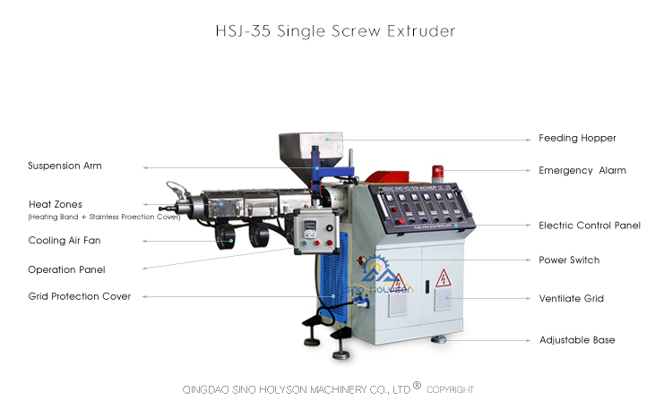 CE ISO9001 Single Screw Plastic Extruder Machine 75 Rpm