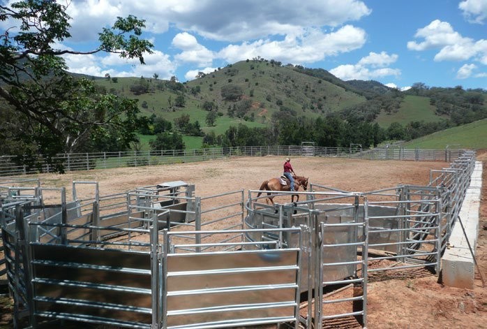 Round Corral Panels Heavy Duty 6 Oval Rail - Cattle Yards Horse Panels Round