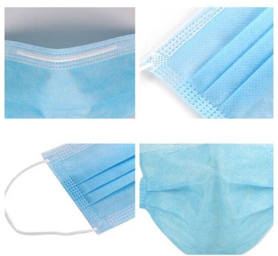 Blue Face Masks For Germ Protection , Surgical Face Mask 3 Ply 17.5cm X 9.5cm