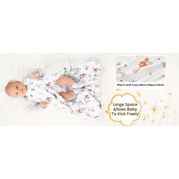 2 Pack Micro-Fleece Baby Sleep Sack with 2-Way Zipper - Comfortable Wearable Blanket for Safe and Warm Sleep