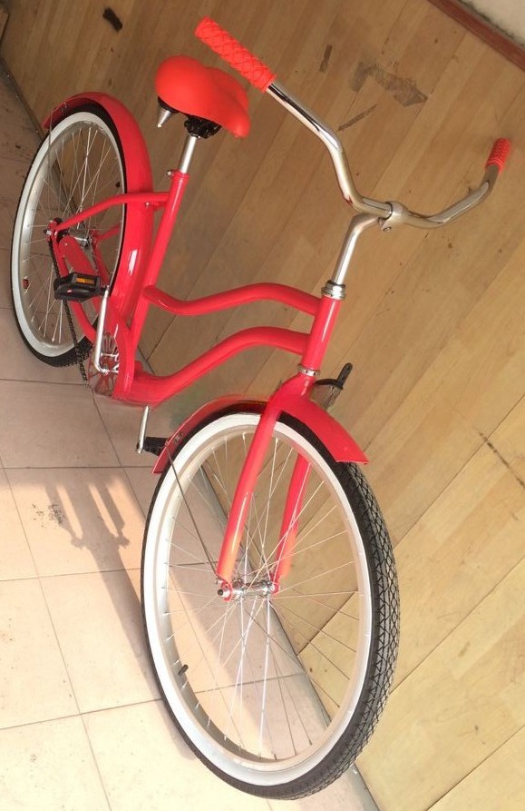 26" Women's Step Thru Beach Cruiser Bike with Single Speed Gears and Aluminum Rims