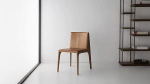 China Colombo Oak Mak Fiberglass Dining Chair Padded Brown Faux Leather Seat wholesale