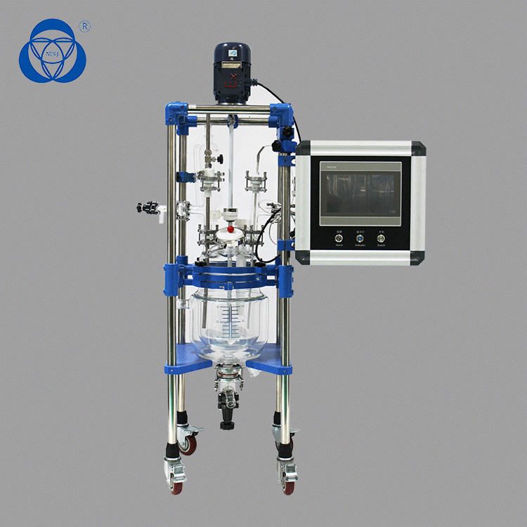 Double Jacketed Glass Reactor , Lab Glass Reactor For Alcohol Distillation