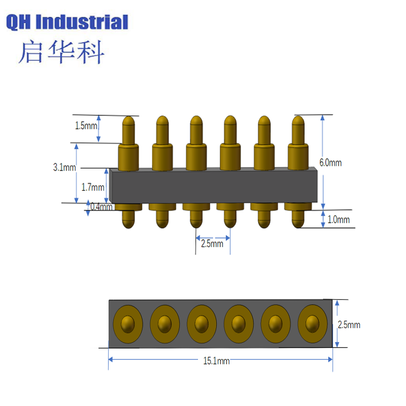 6Pin Austria Outlet Connector Magnetic spring loaded pin Usb Connector Magnetic Spring Loaded Connector