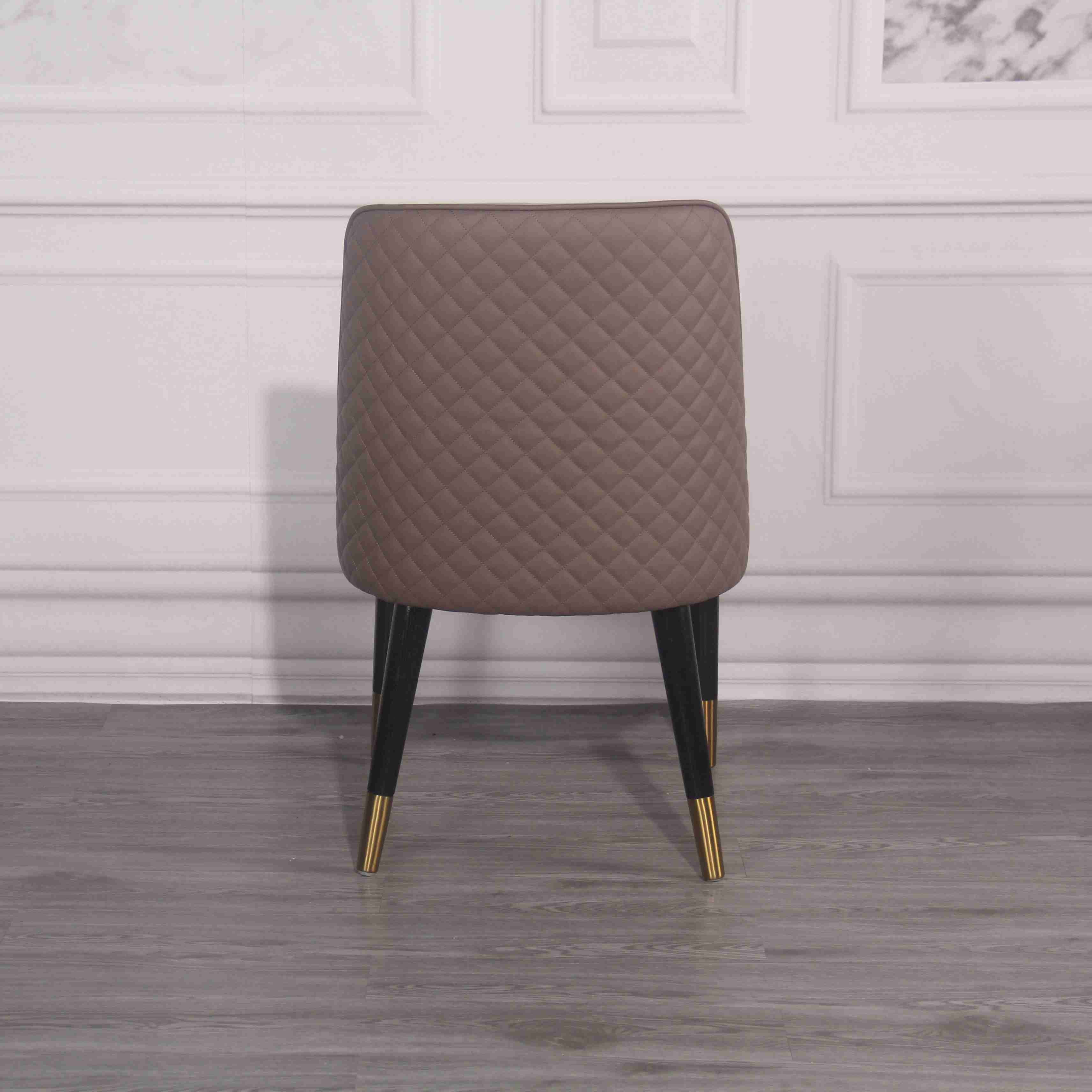 Hotel Solid Wood Back Chair PU High Elastic Sponge Padded Dining Room Chairs