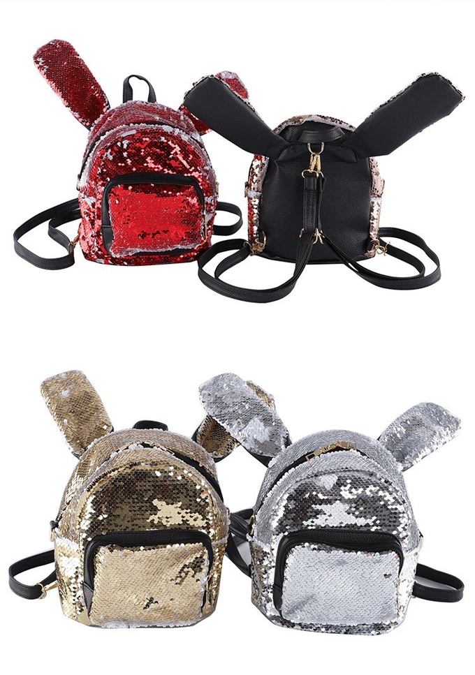 Stylish Shiny Sublimation Sequin Backpack With Rabbit Ear For Sublimation Printing