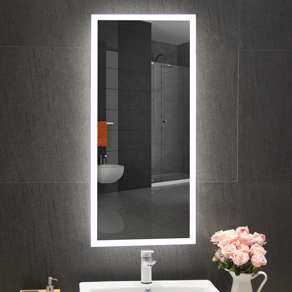 Rectangular Wall Mounted Acrylic Illuminated Haircut LED Lighted Mirror W18"xH40