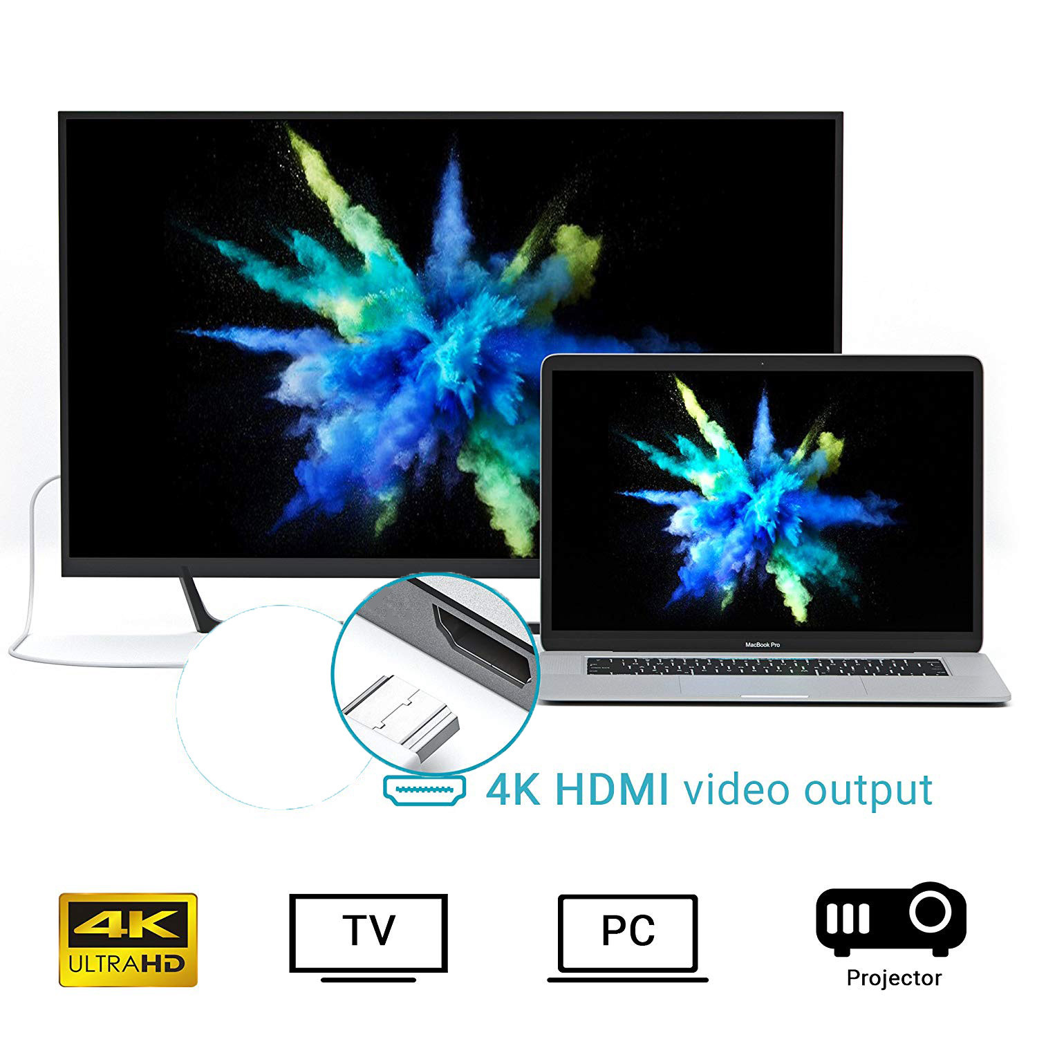 USB C Hub for New MacBook Pro 2016, 2017, 2018, 13" & 15" only, Thunderbolt 3 Aluminum Dual USB Type C 2-port USB C 3.0