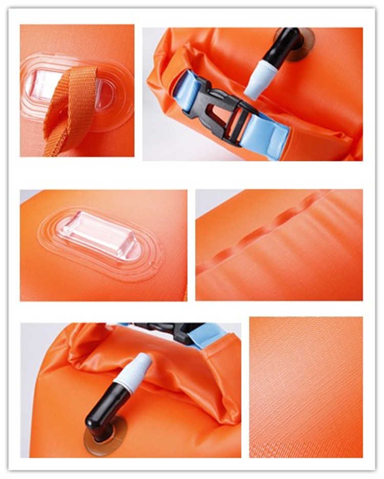 Inflatable Swimming Buoy - safety swimming buoy waterproof phone case, 2 LED lights (night visibility) and whistle - por