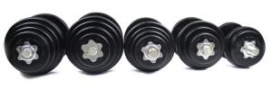 China manufacture black rubber coated iron sand dumbbell with rubber bar wholesale