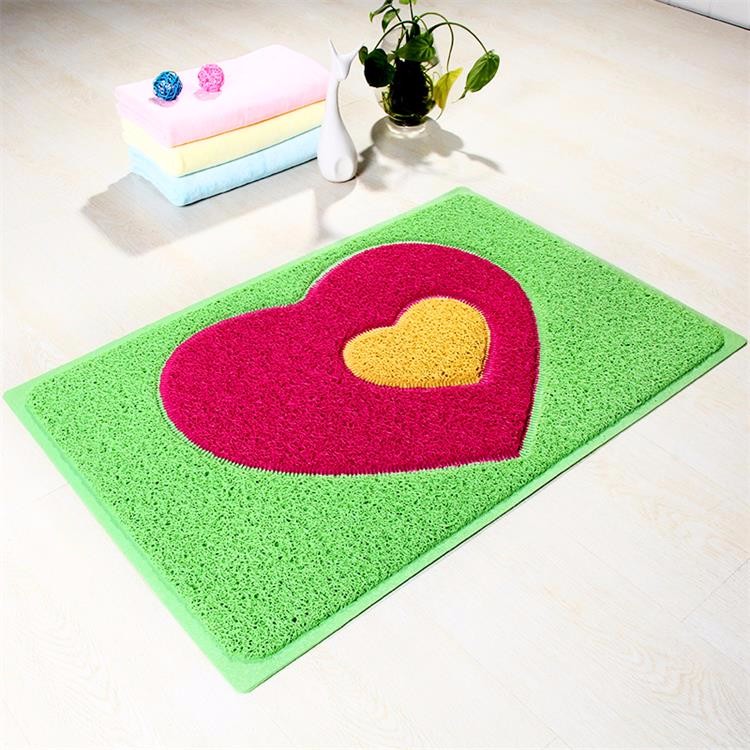 Solid Color Coir Fiber Matting Double Hearts Design Seamed Pattern
