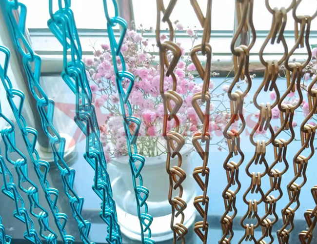 Fireproof Metal Mesh Curtain Restaurant Partition Ring Curtain With Gold Color