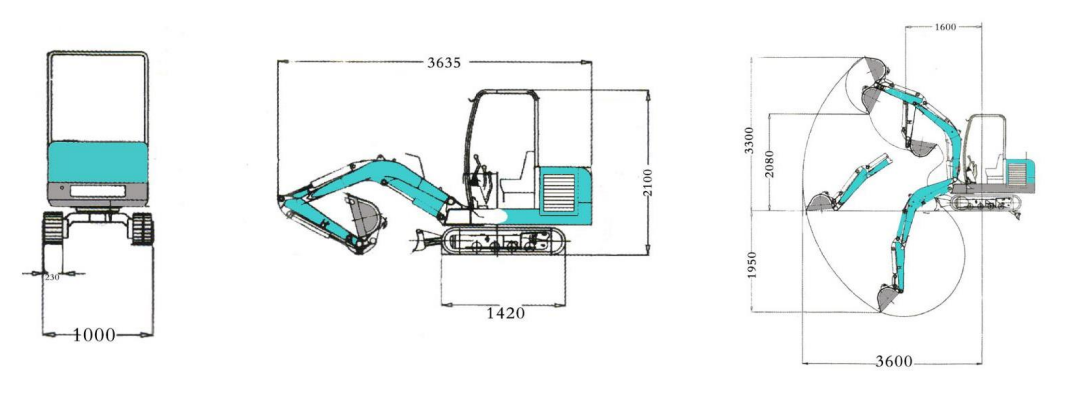 1.7ton Operating Weight Hydraulic Diesel Mini Crawler Excavator with Eaton Hydraulic Valve