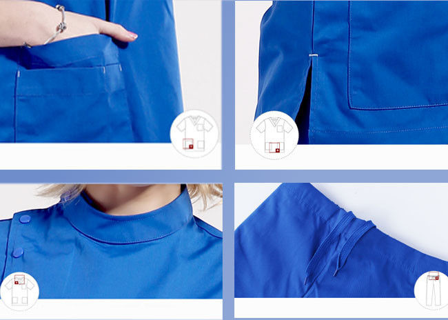 Stand Collar Scrubs Medical Uniforms , Short Sleeve Cotton Green Surgical Gown