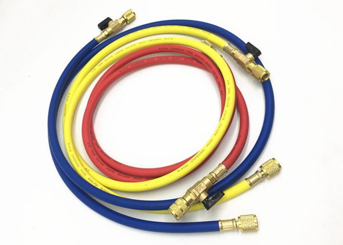 Air Conditioning Service Freon Refrigerant Hoses With Ball Valves For R410A