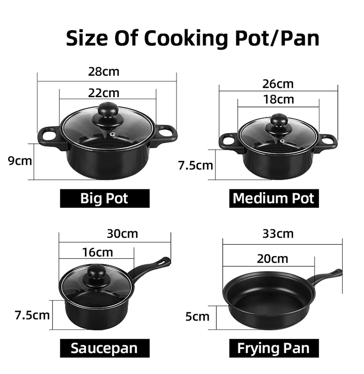 Kitchen 13 Piece Non Stick Cast Iron Cookware Set Black Pot And Pans
