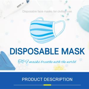 China Blue 3 Ply Safety 99% Oem Face Mask For Personal Health wholesale