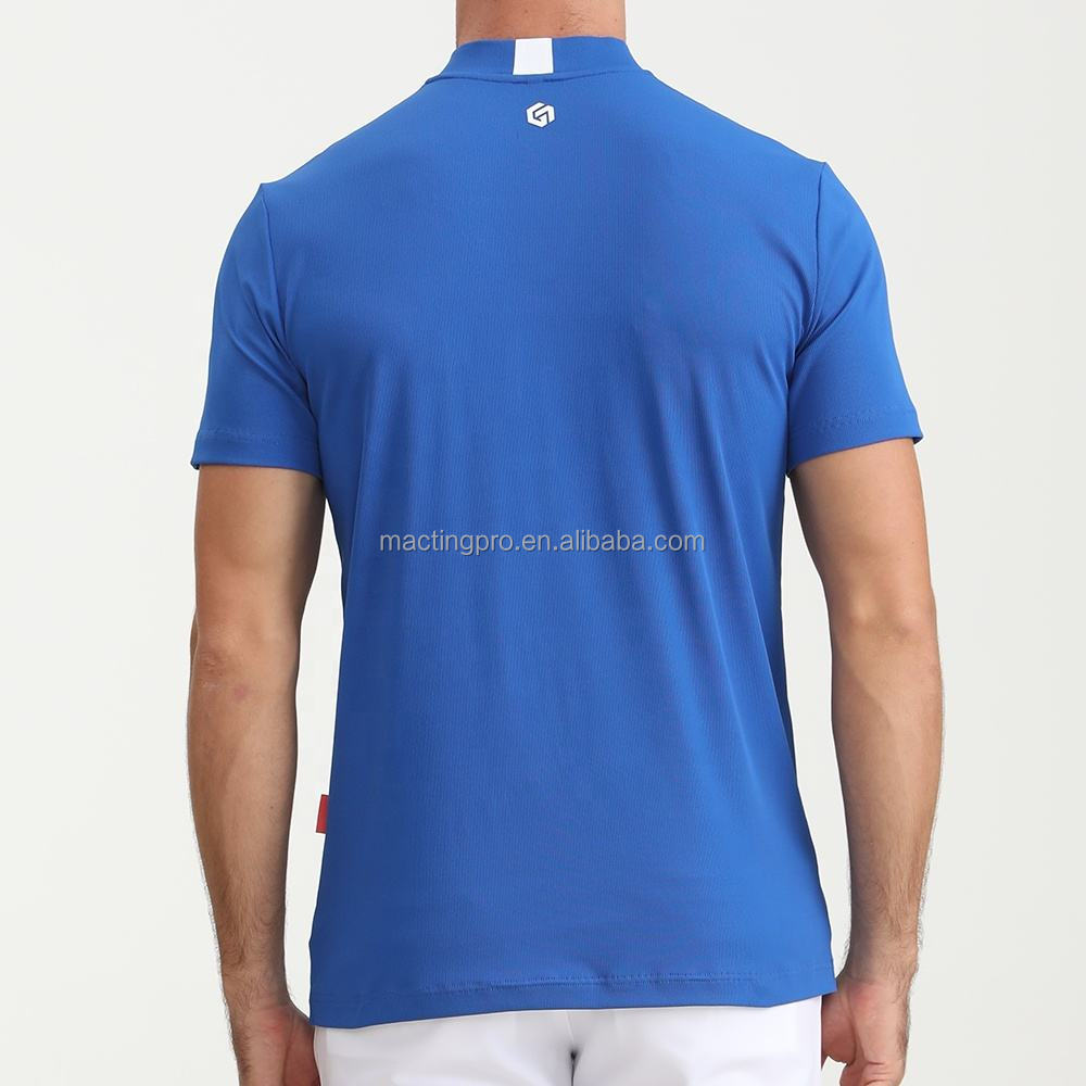 2024 Design Mandarin Collar Embroidered Rubber Silicone Logo Slim Fit Golf Polo T Shirts