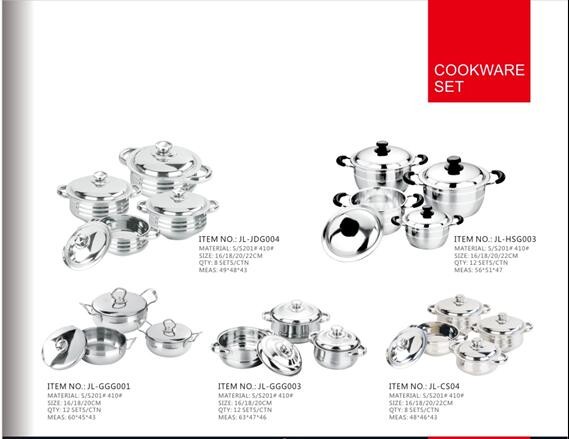 stright body new type stainless steel cookware set with high quality ,16cm /20cm /24 cm cooking pot,stockpot