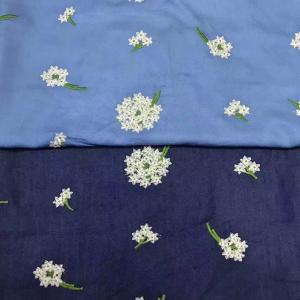 China 40% POLY 60% RAYON Embroidered Jean Denim Fabric Dark Blue wholesale