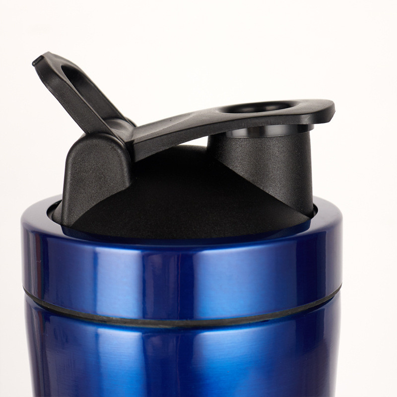 Portable Stainless Steel Shaker Double Section Metal Protein Shaker Bottle With Scale For Gym