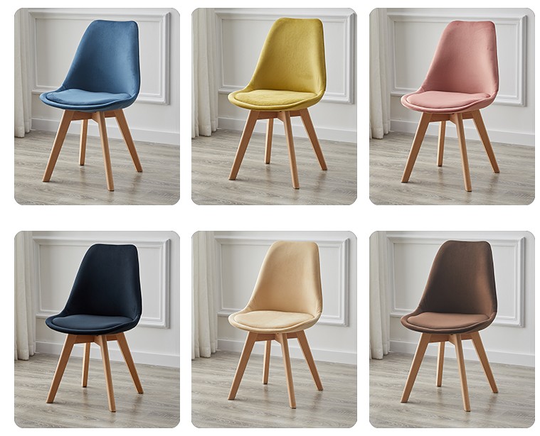 Nordic Plastic Wooden Dining Chairs Seat Yellow Tulip Dining Chairs