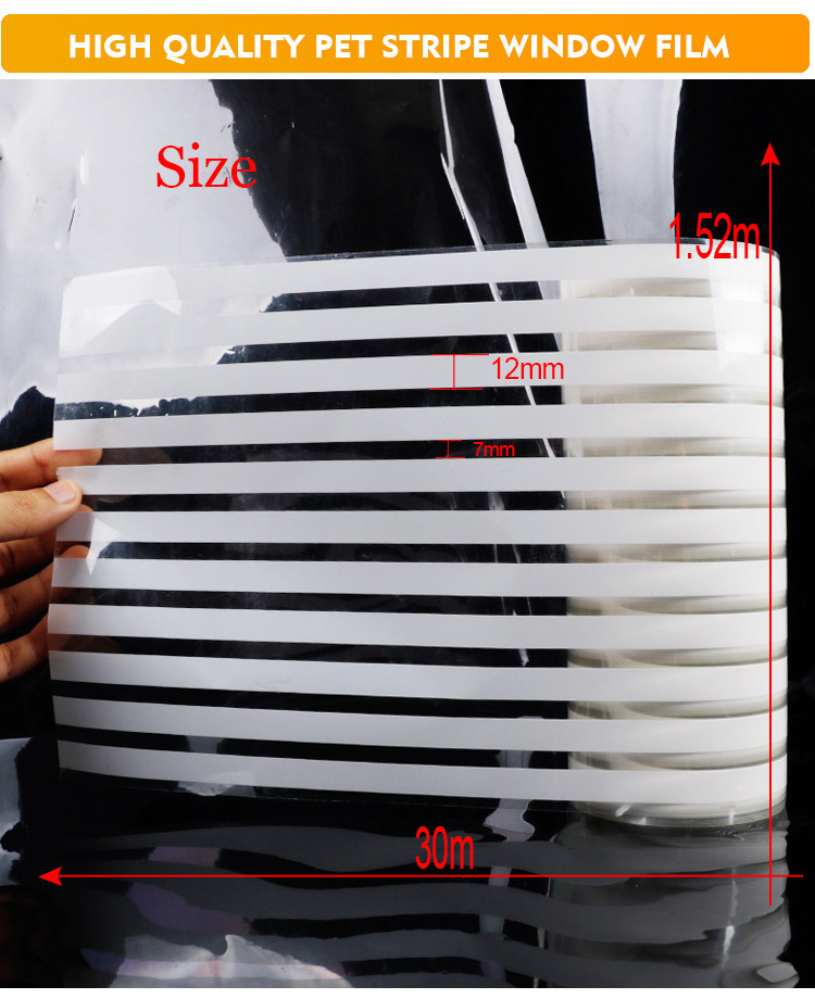 White Stripe Self-adhesive Decorative Film PET Membrane Foil For Glass Windows