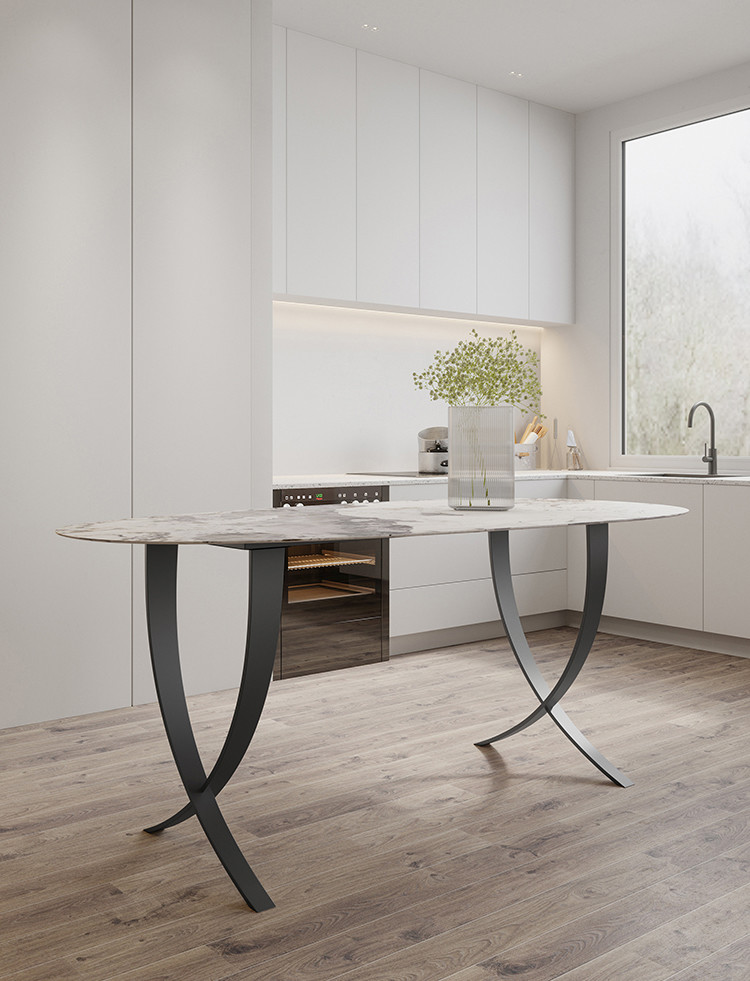 180*92cm Contemporary Marble Dining Table ODM White Stainless Frame