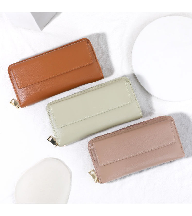 PU Leather Credit Card Holder with Zipper and Phone Holder Wallet Pattern Type Others