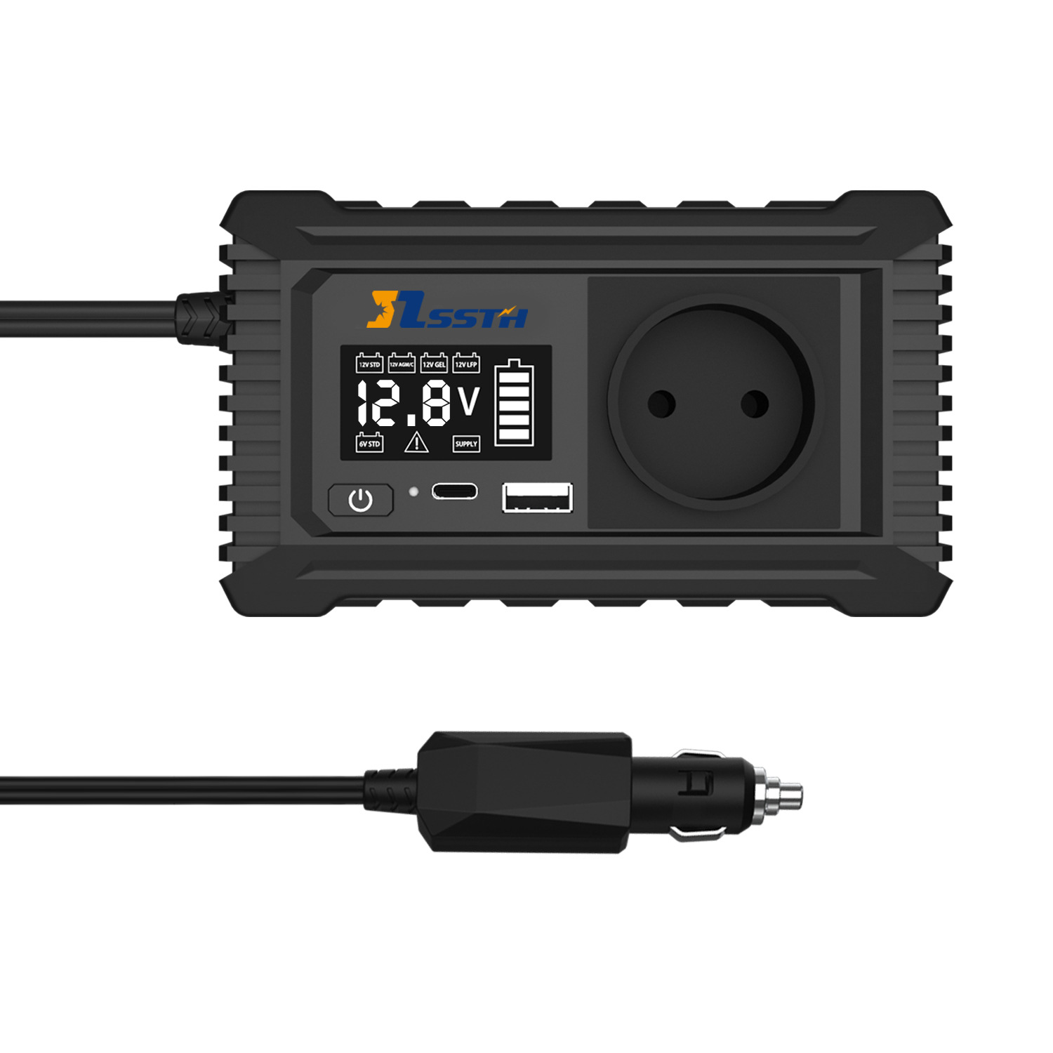 SZSSTH Inversor EU USA Universal Socket GaN PD Fast Charger Car Power Inverter 12V 220V 2 AC Outlets USB 150W Car Inverter