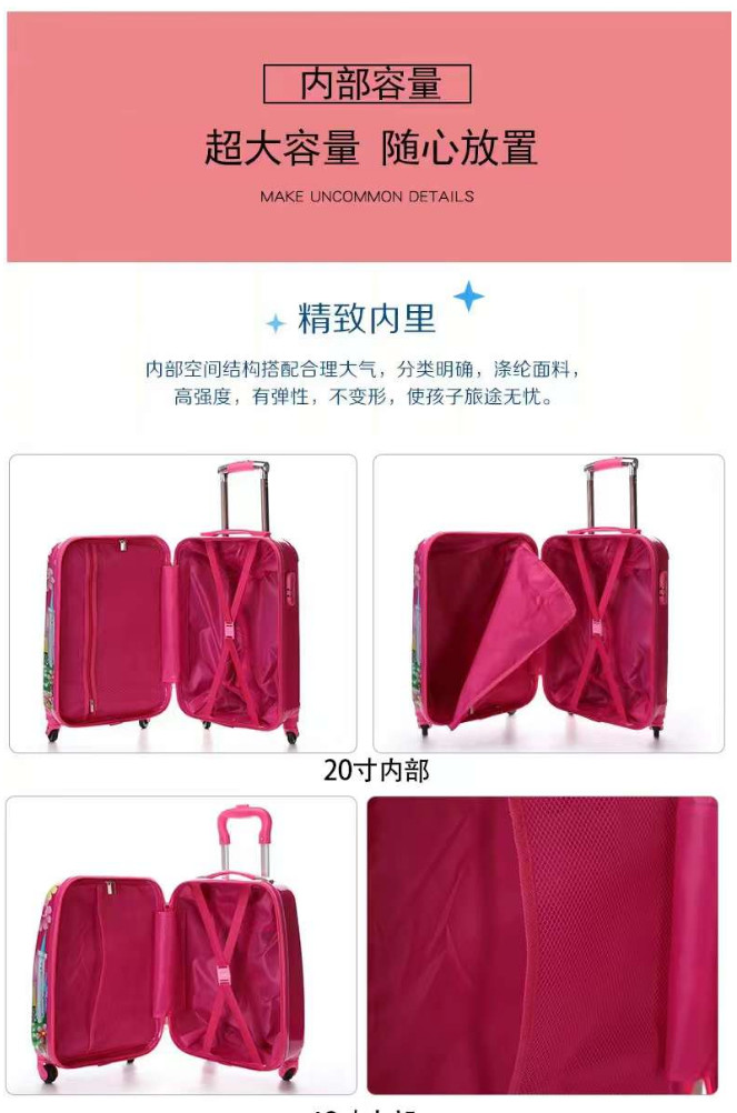 Factory OEM Transparent Clear Customized Design Cartoon Animal Design ABS PC Travel Suitcase Bags Kids Suitcase Luggage
