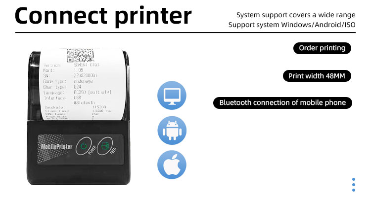 384 Dots/line Max. Resolution Small Thermal Printer for Clothes Portable 58mm Series