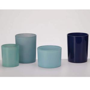China Short Cylinder Votive Candle Holders Frosted Soda Lime Glass on sale